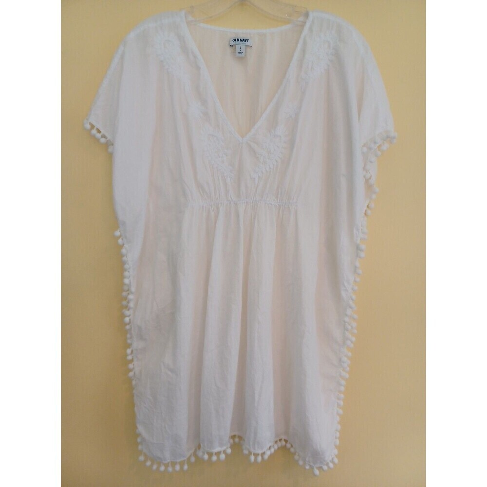 Old Navy white embroidered swim coverup womens S sheer boho vacation pool beach